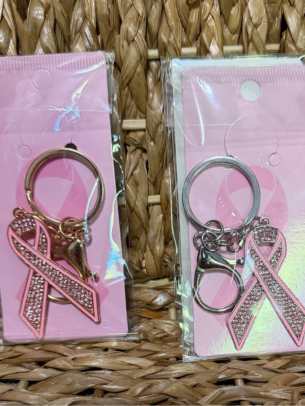 Pink Ribbon Keychain Breast Cancer Awareness Charm